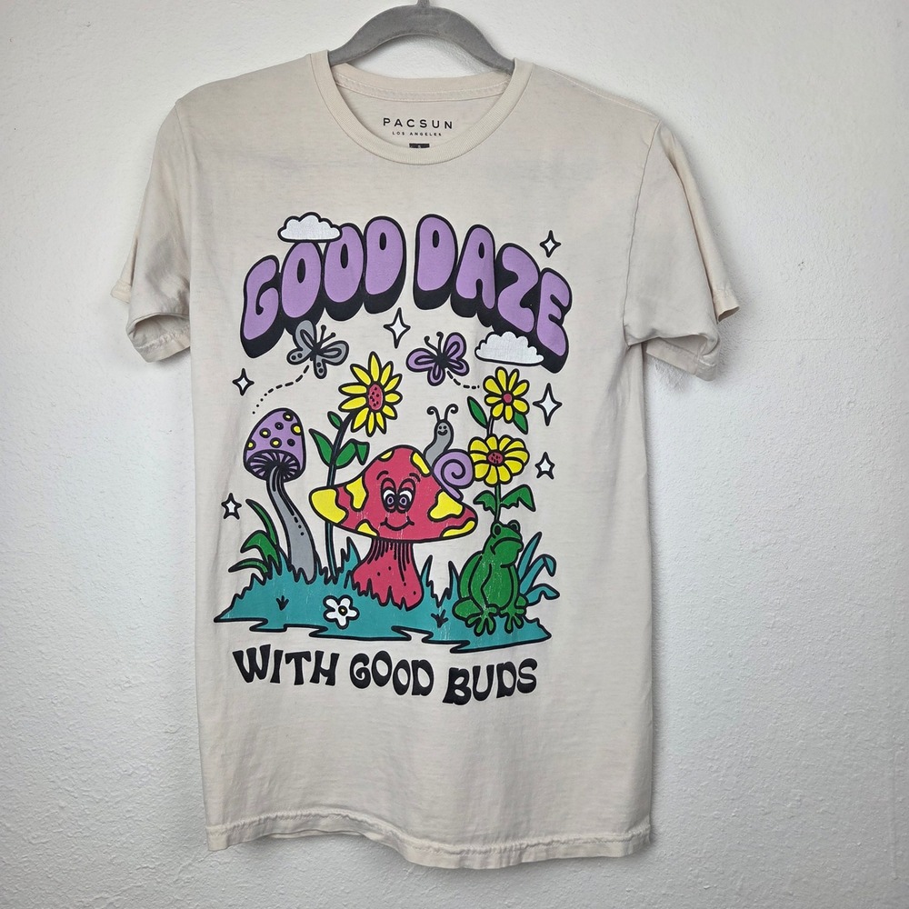 PacSun Good Daze With Good Buds‎ Graphic T-Shirt Unisex SM 100%cotton